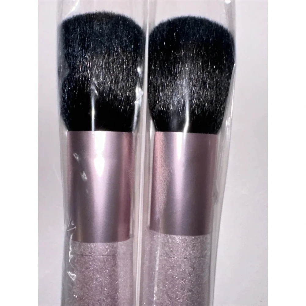 Mally Beauty Makeup Brush Set 2 Piece Metallic Pink Mauve Powder Blush Brushes